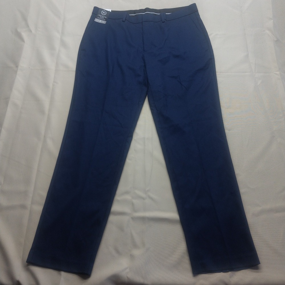 New $100 J.M. Haggar Mens 38 x 32 Slim Fit Premium Stretch Navy Suit Pant